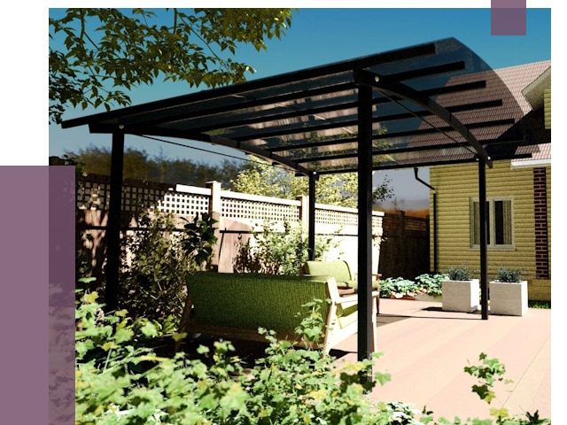 Навесы для террасы в Орехове-Зуеве от 13286 руб. под ключ | ПРОЛЁТ-Рхв