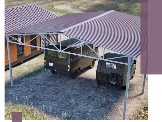 Двускатные навесы под ключ в Орехове-Зуеве — изготовление и монтаж